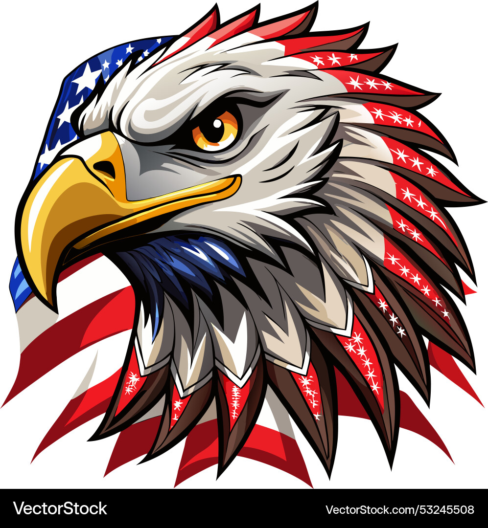Eagle head with american flag pattern Royalty Free Vector