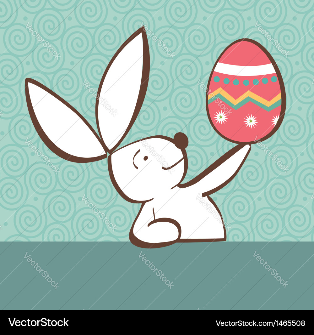 Easter bunny with painted egg Royalty Free Vector Image
