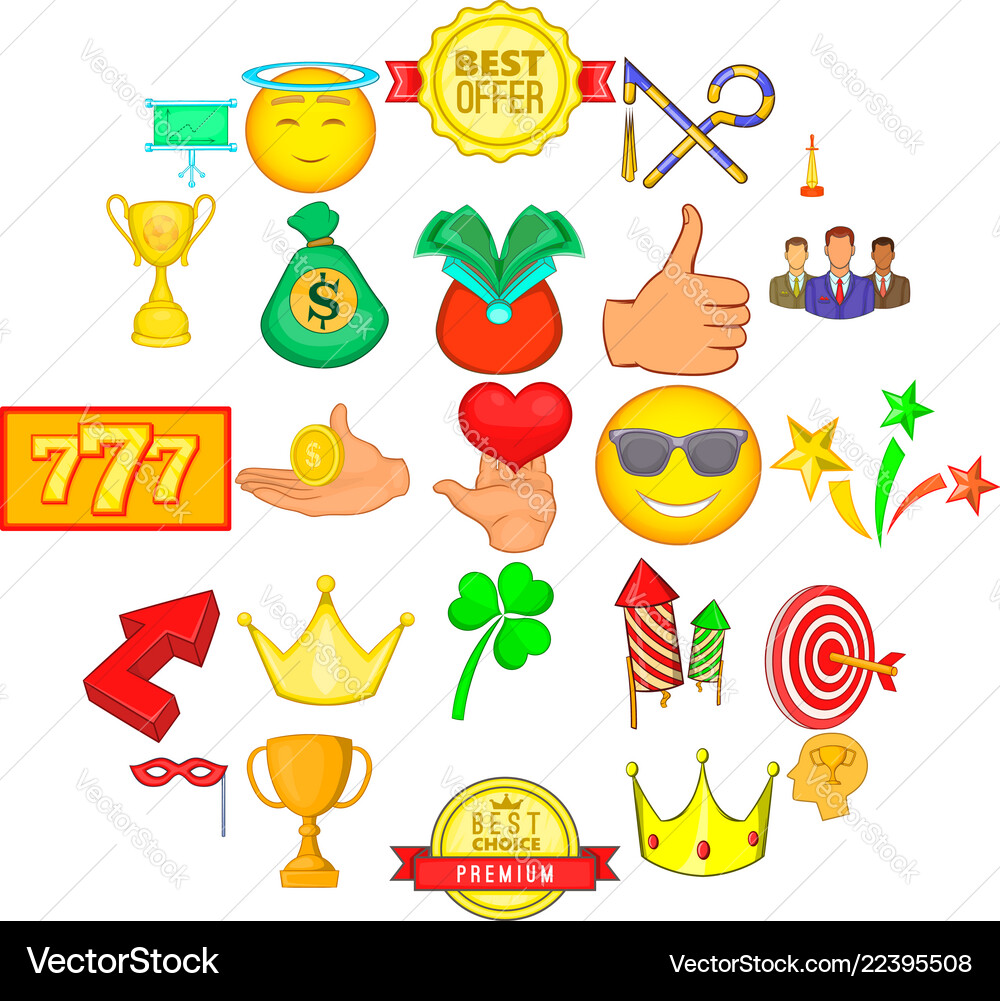Enriched icons set cartoon style Vector Image