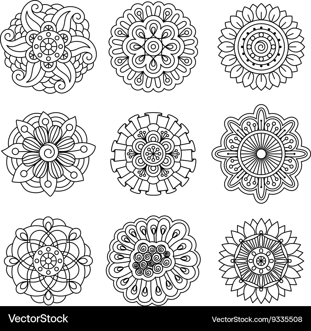 Floral Doodle Set vector image