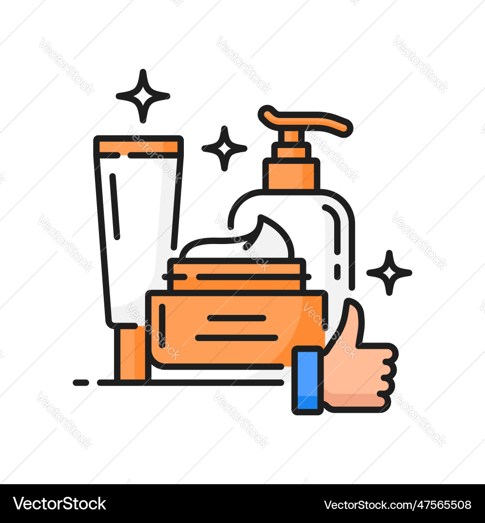 Gesicht und Hände Hautpflege Produkte Linie Icon Gesicht und Hände Hautpflege Produkte Linie Icon Vektorbild