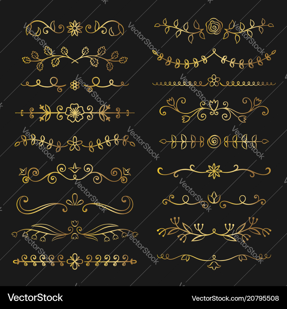 Golden Flourish Text Dividers Vector Image