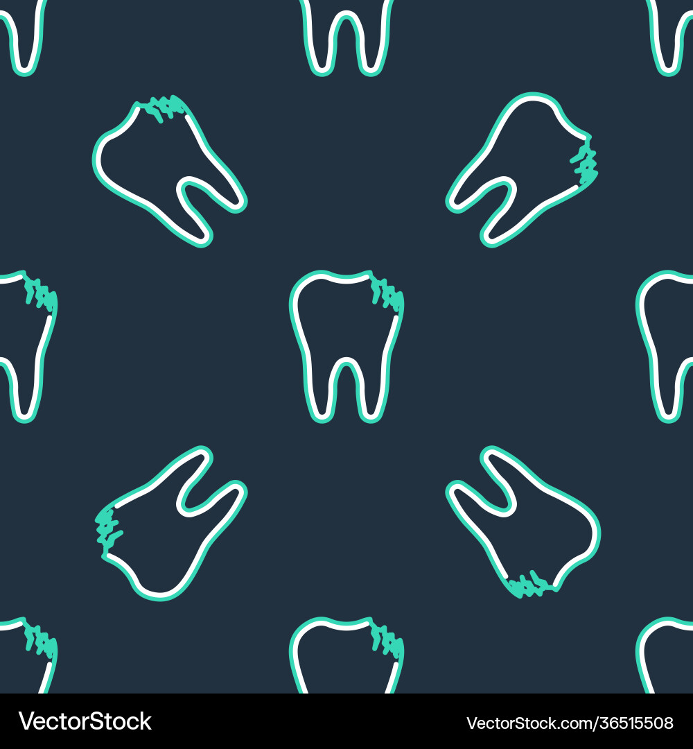Line broken tooth icon isolated seamless pattern Vector Image