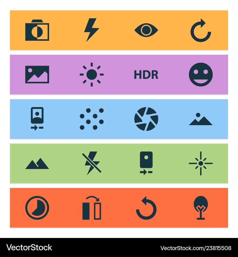 Photo icons set with refresh right pattern image Vector Image