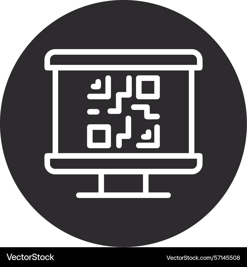 Qr code inverted circle black vector image