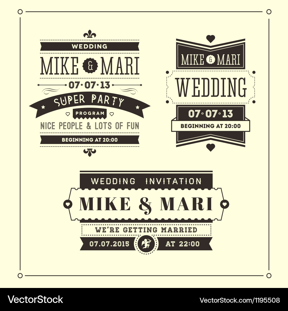 Retro Wedding Invitations Vector Image