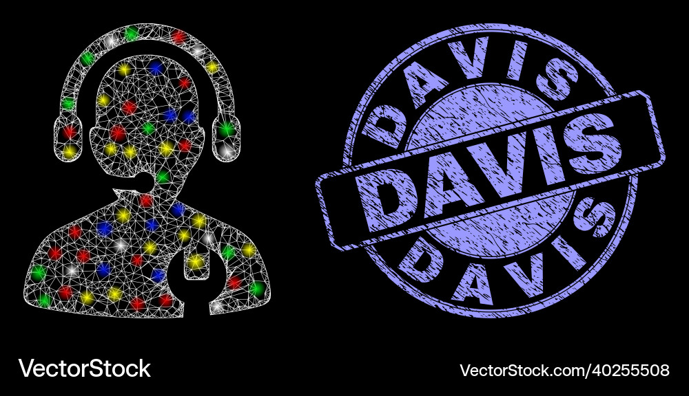 Scratched davis stamp and illuminated net call Scratched davis stamp and illuminated net call Vector Image