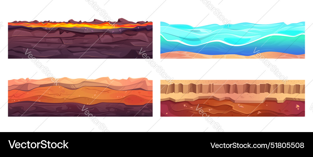 Seamless soil texture set for game design Vector Image