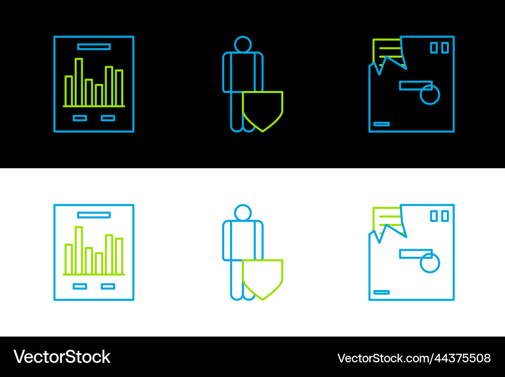 Set line ordered envelope document with graph Set line ordered envelope document with graph Vector Image