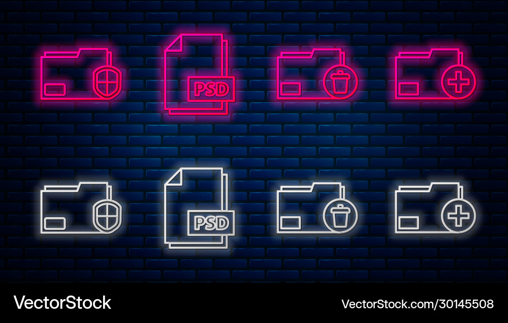 Set line psd file document delete folder Vector Image