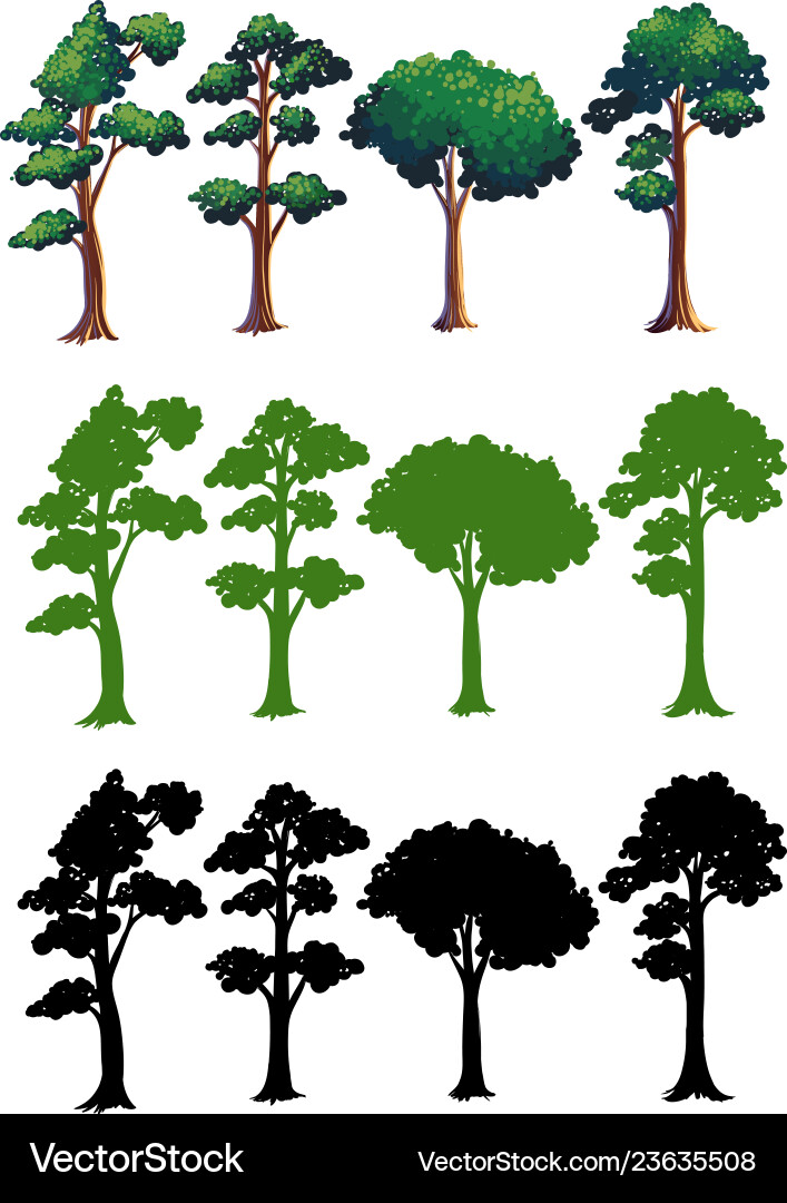 Set of different tree design vector image