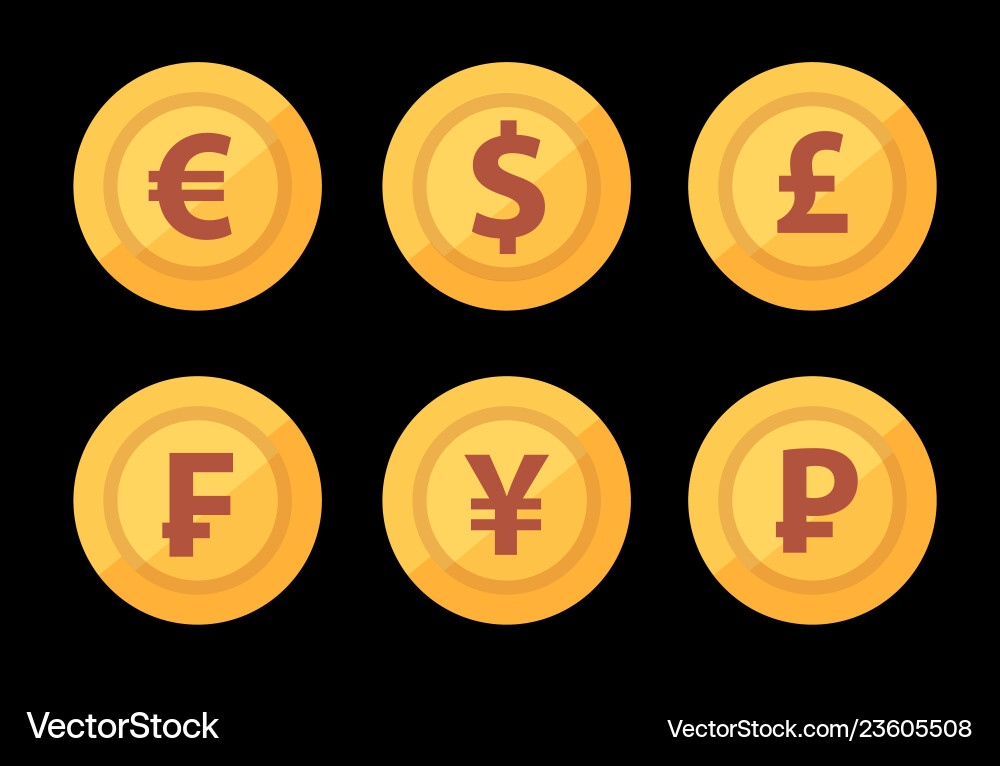 Set of golden world great currency symbols Vector Image