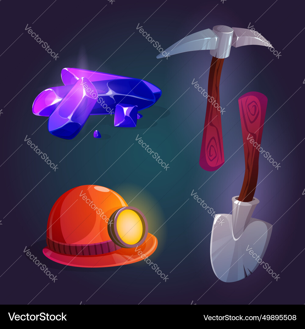 Set of mining game assets Set of mining game assets vector image