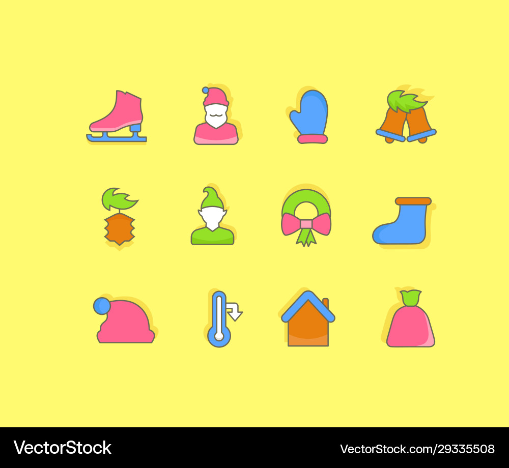Set simple line icons winter Set simple line icons winter Vector Image
