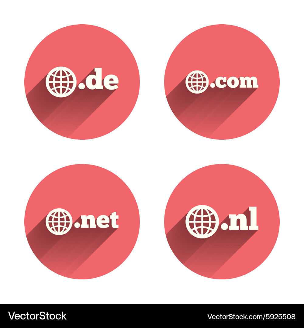 Top-level domains signs de com net and nl Vector Image