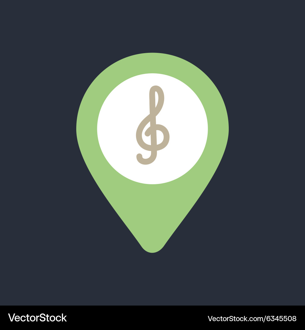 Treble clef pin map icon pointer markers Vector Image