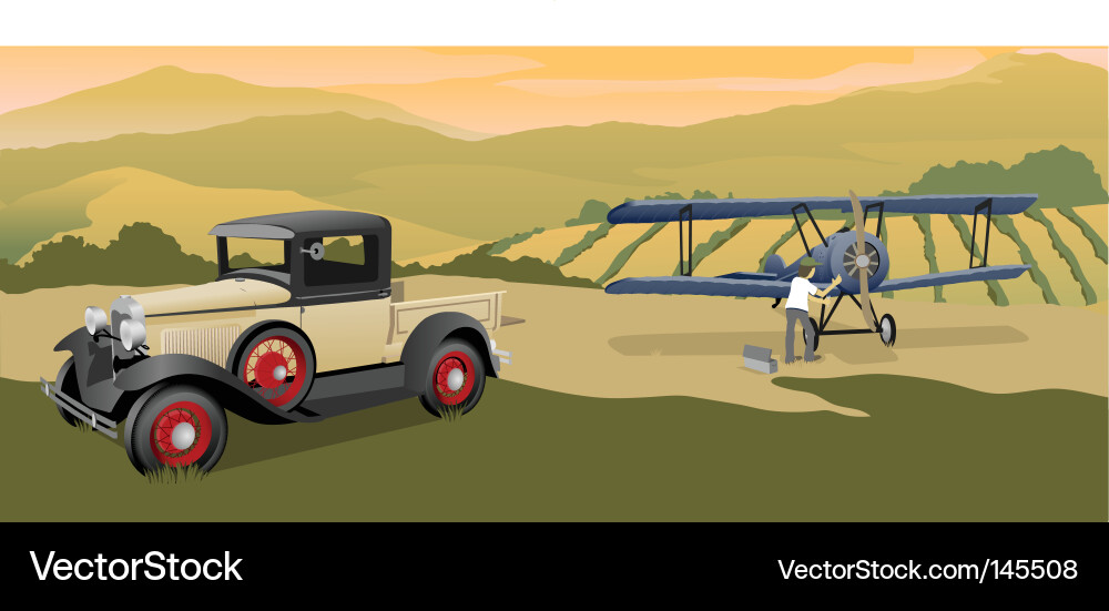 Vintage Biplane Launch Vector Image