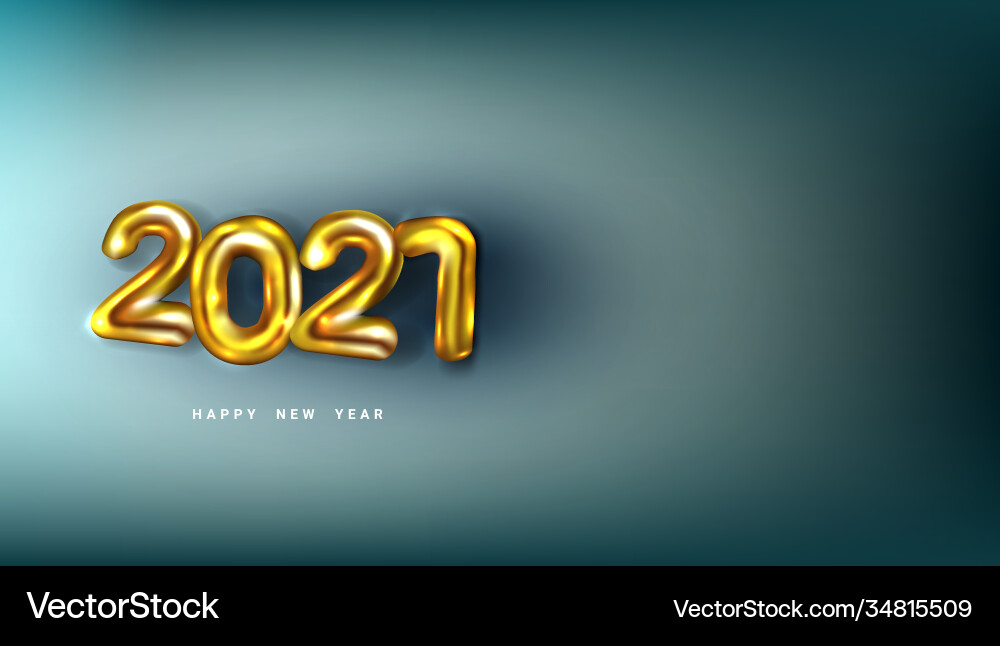 3d happy new 2021 year golden numbers poster 3d happy new 2021 year golden numbers poster vector image