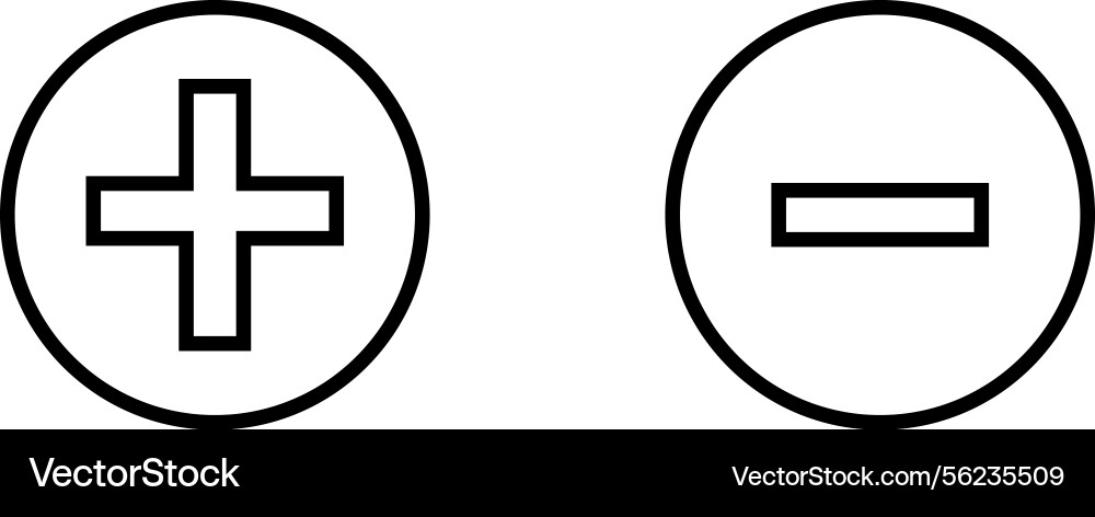 Add and remove round button icons plus minus Add and remove round button icons plus minus vector image