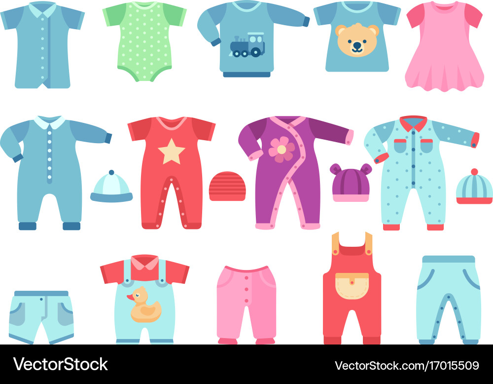 Baby Boy und Mädchen Kleidung Set vektorbild