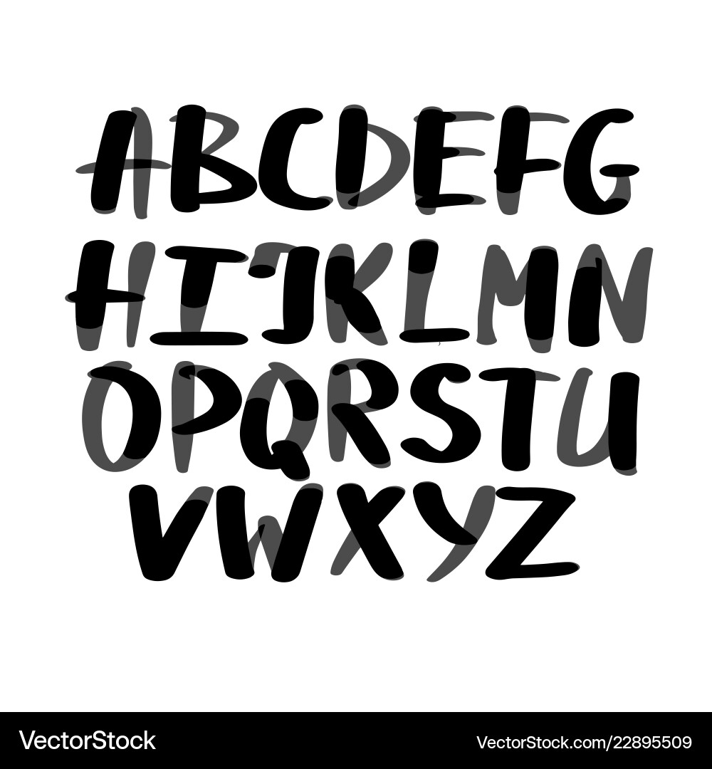 Black Handwritten Alphabet Font - Liquid Ink Vector Image