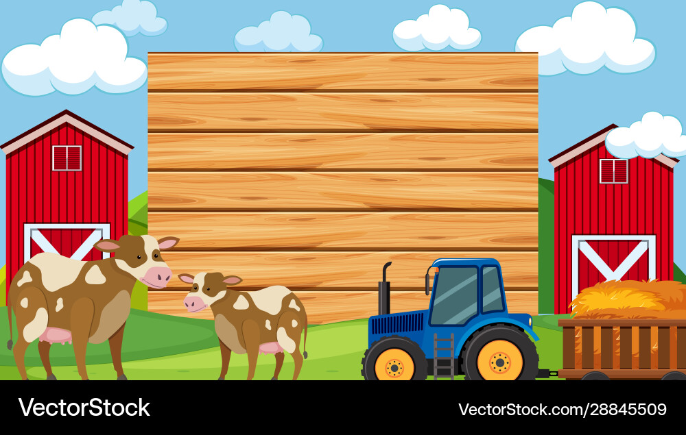 Border template with farm scene in background Vector Image