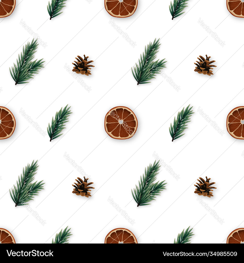 Christmas time seamless pattern with realistic Vector Image