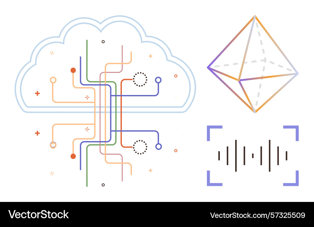 Cloud computing data analysis and ai concept Cloud computing data analysis and ai concept vector image
