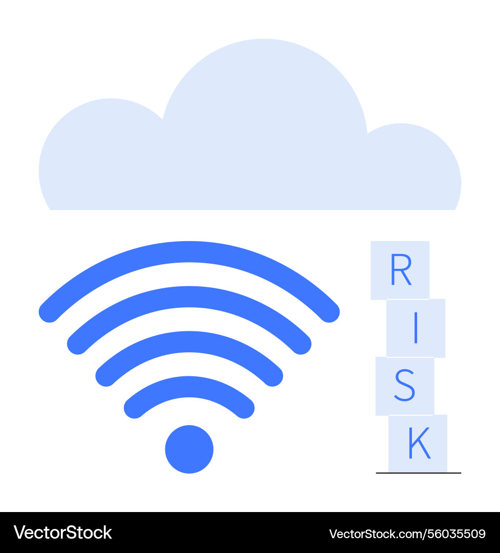 Cloud computing network with wireless and risk Cloud computing network with wireless and risk vector image