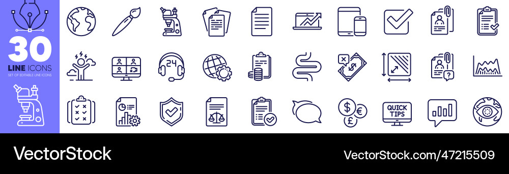 Cyber attack file and web tutorials line icons Cyber attack file and web tutorials line icons Vector Image