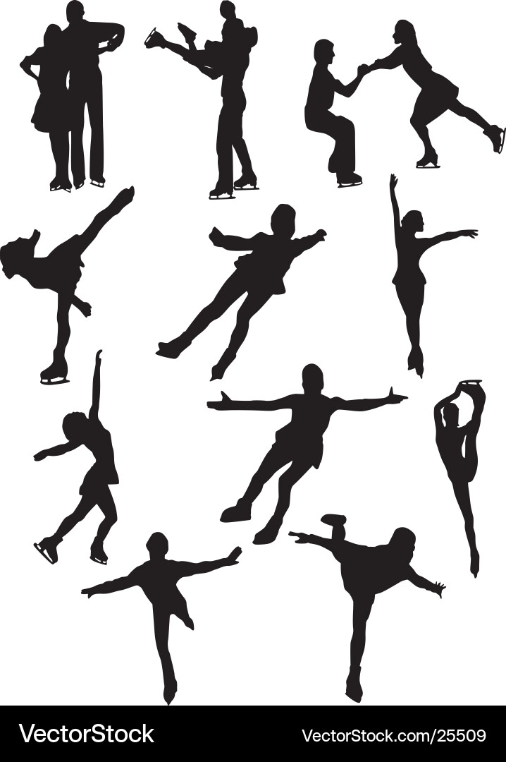 Figure Skaters Silhouettes Vector Image