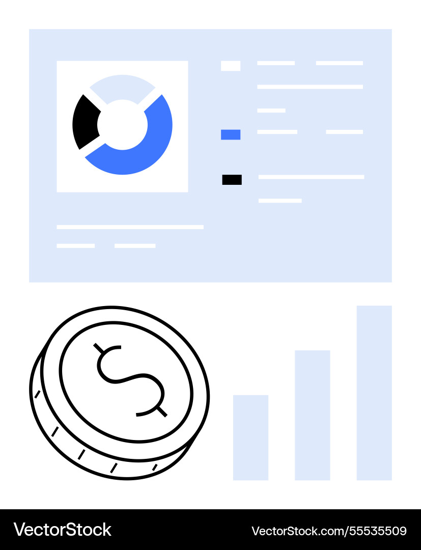 Financial data chart and increasing bar graph Financial data chart and increasing bar graph vector image