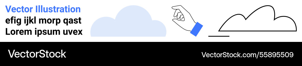 Hand pointing to clouds in minimalistic style Vector Image