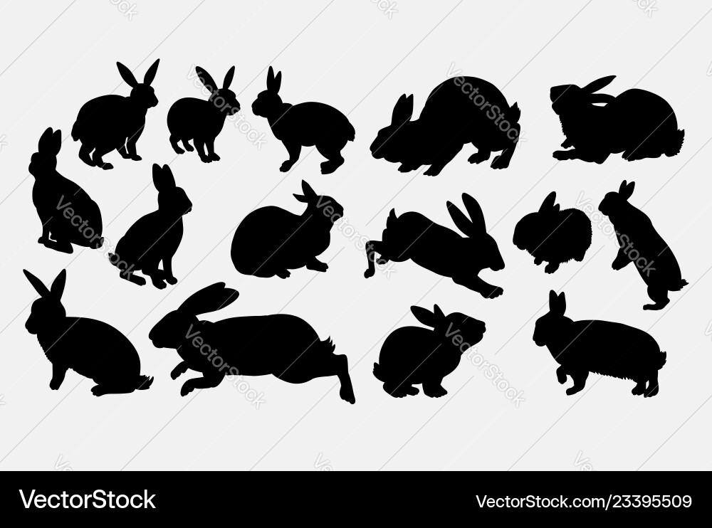 Kaninchen Tier Action Silhouette Kaninchen Tier Action Silhouette vektorbild