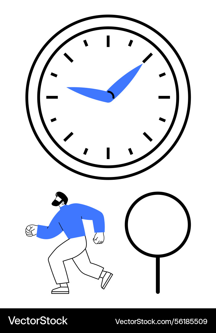 Man running with clock and magnifying glass Man running with clock and magnifying glass vector image