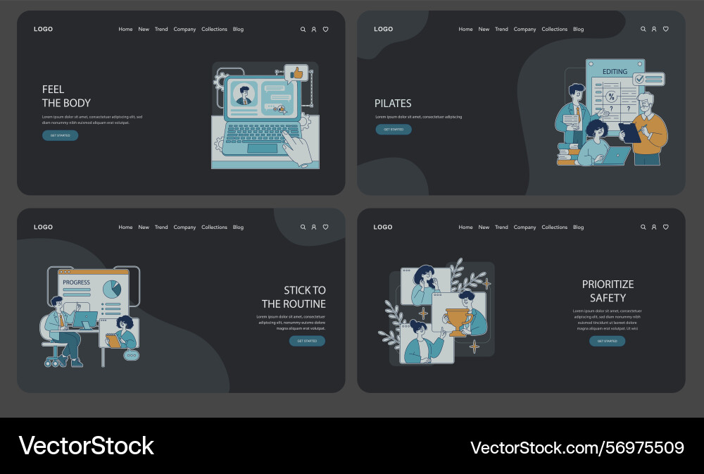 Modern web pages with elements vector image