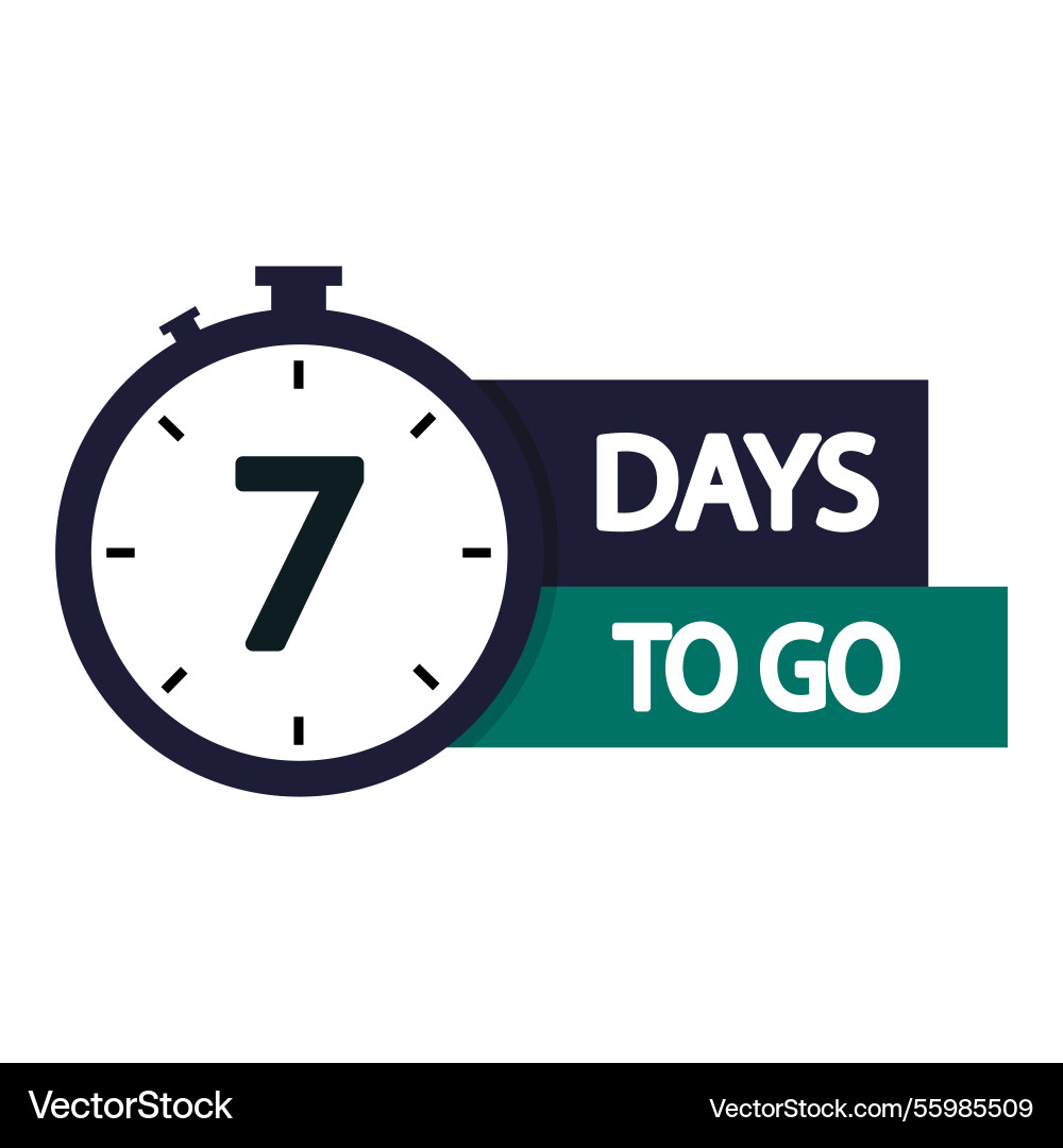 Seven days countdown bold 7 text timer clock icon Seven days countdown bold 7 text timer clock icon vector image
