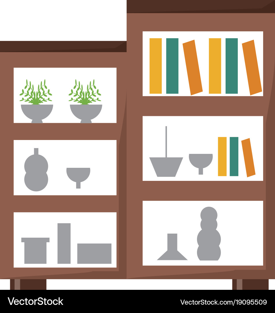 Shelves unit with decorative objects Vector Image