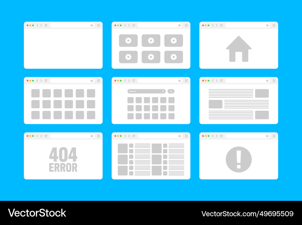 Web-Browser-Fensterseiten-Layout mit toolbar Web-Browser-Fensterseiten-Layout mit toolbar Vektorbild