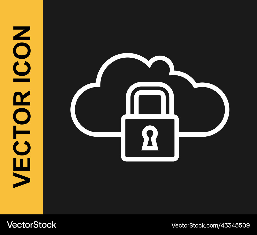 White line cloud computing lock icon isolated White line cloud computing lock icon isolated Vector Image