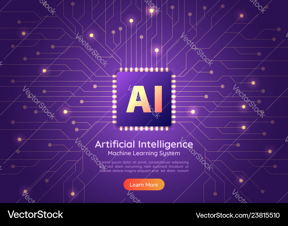 AI Chip on Circuit Board - Technology Background vector image