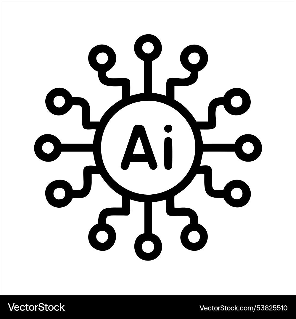 Ai logo with circuit design a artificial vector image