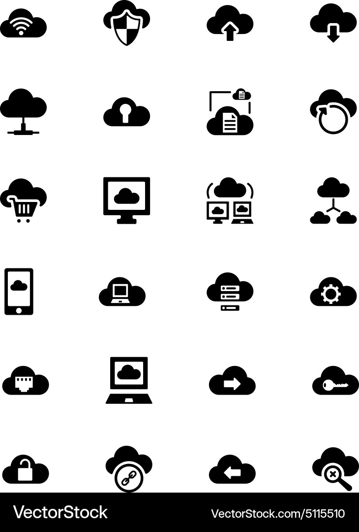 Cloud Computing Icons Set Vector Image