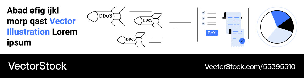 Cyberattack concept with ddos missiles targeting Cyberattack concept with ddos missiles targeting Vector Image