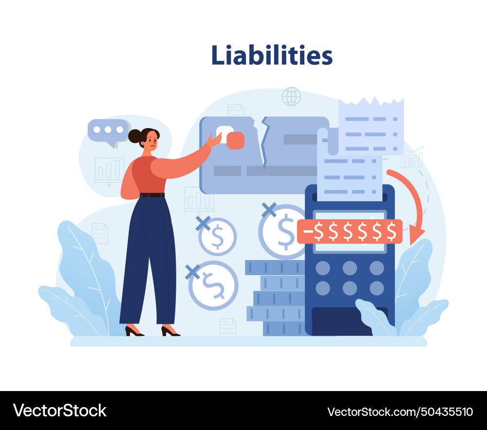 Detail-oriented accountant reviewing liabilities Vector Image