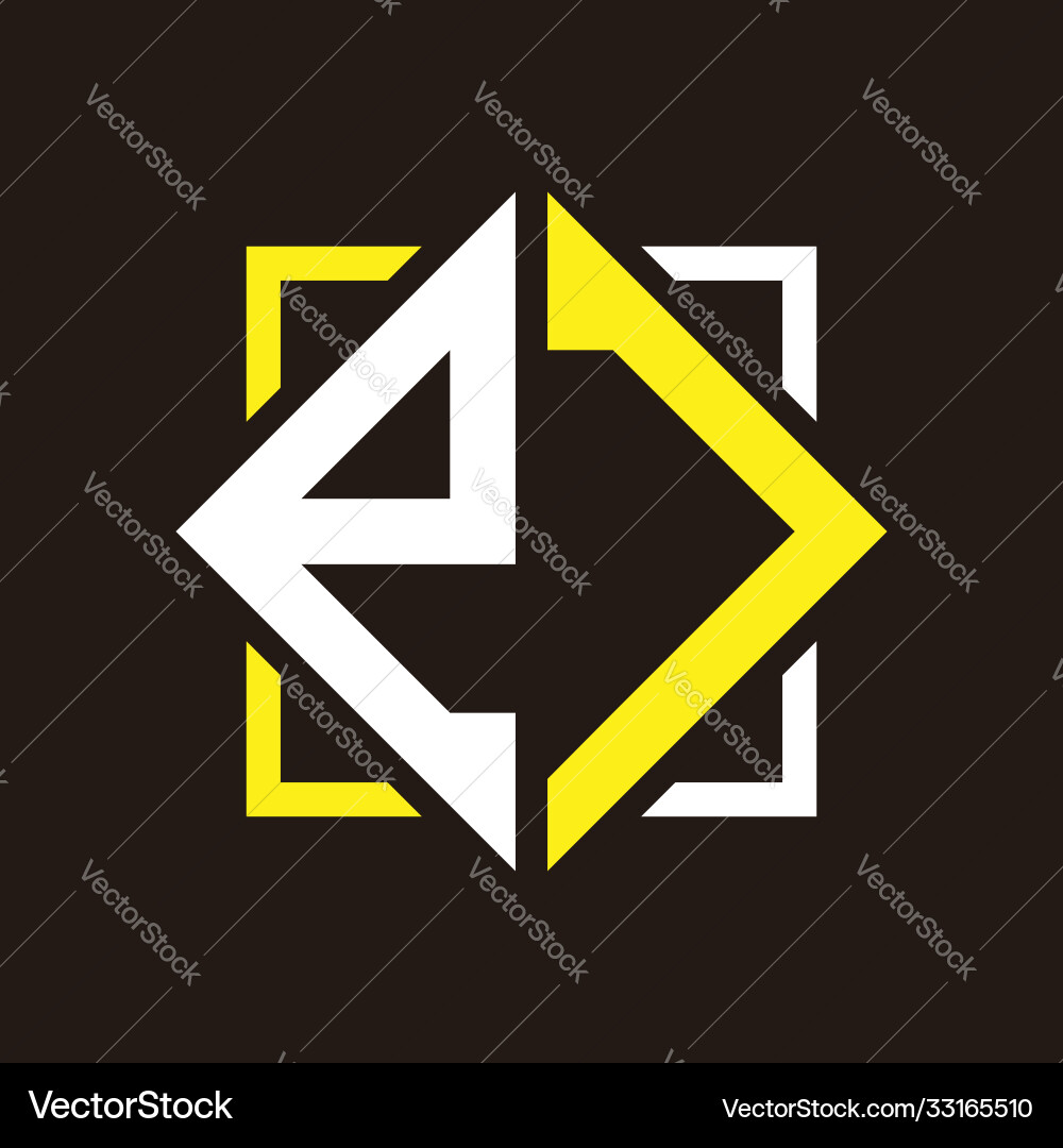 E j initials quadrangle monogram with square E j initials quadrangle monogram with square Vector Image