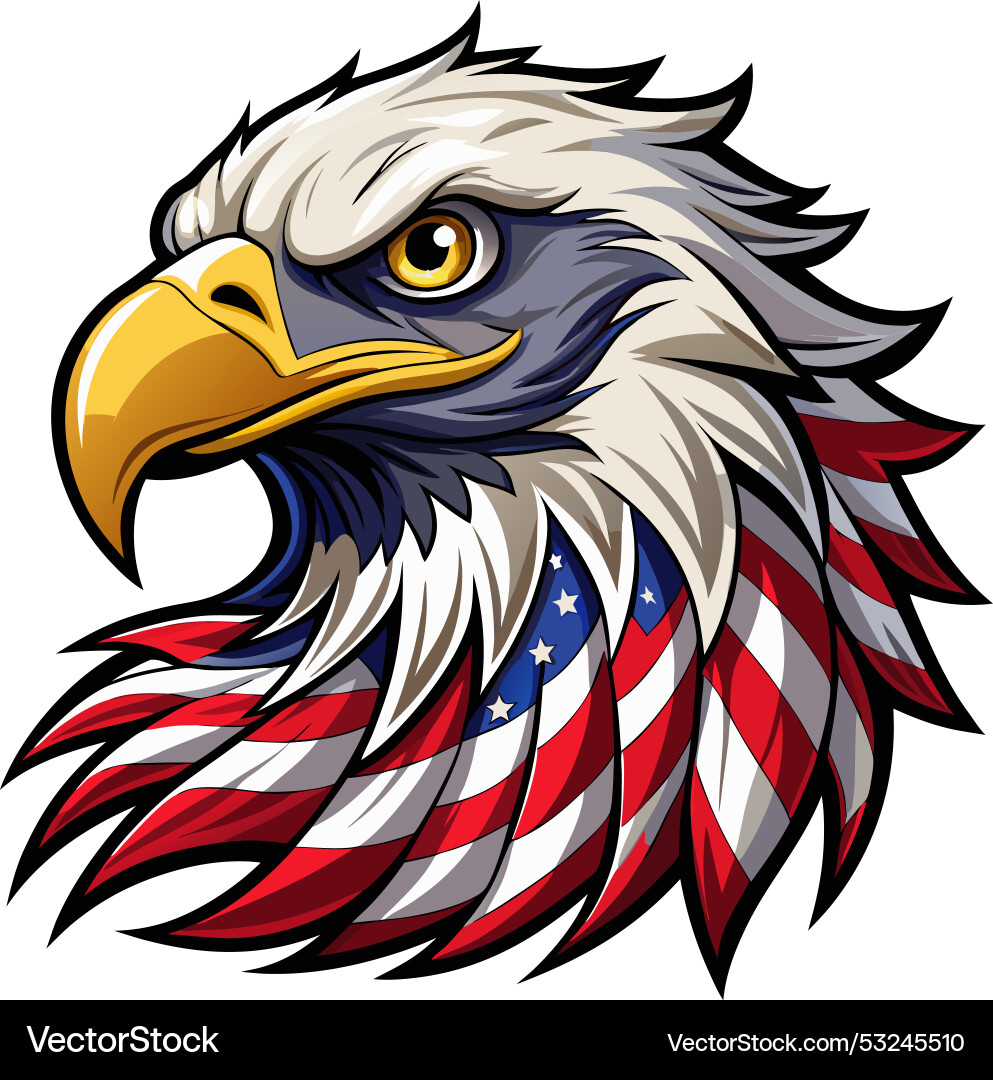 Eagle head with american flag pattern Royalty Free Vector