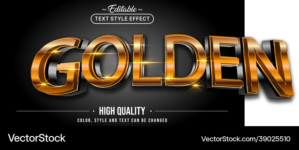 Editable text style effect - golden Vector Image