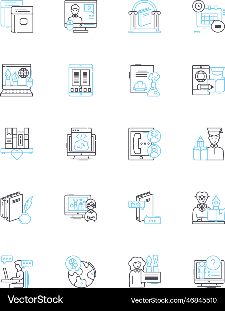 Email production linear icons set layout design Vector Image