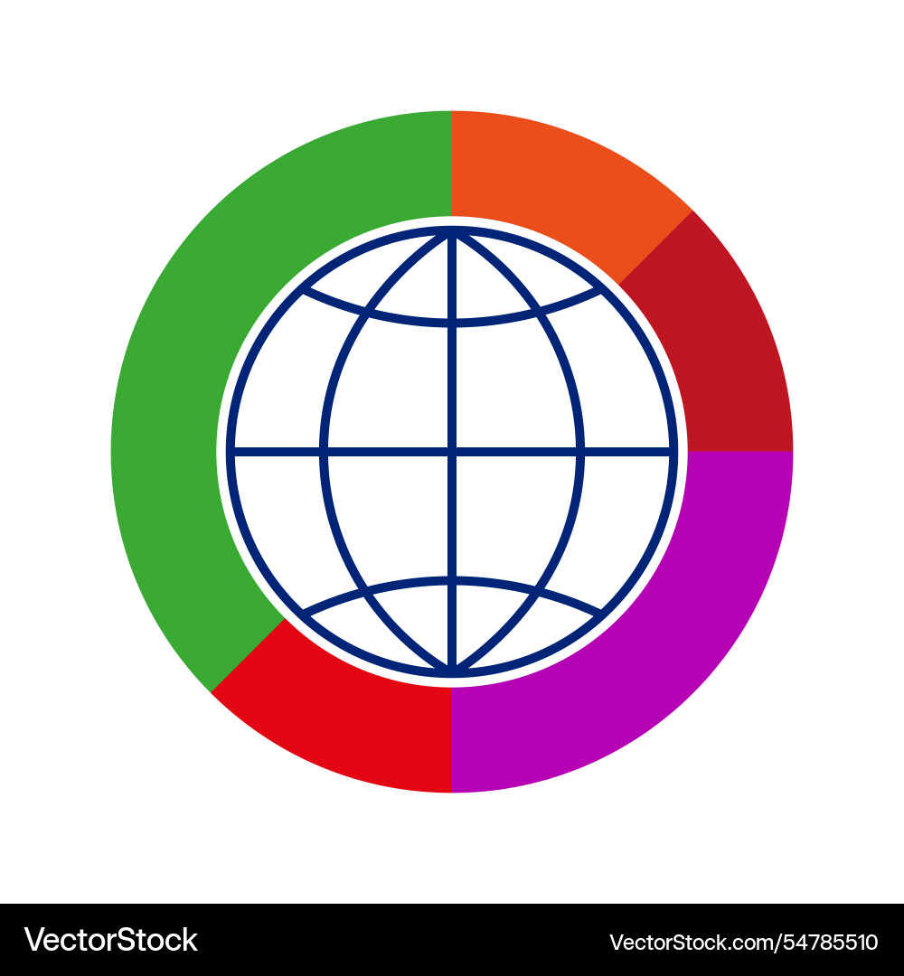 Globe with chart colorful graphic circular pie Globe with chart colorful graphic circular pie vector image